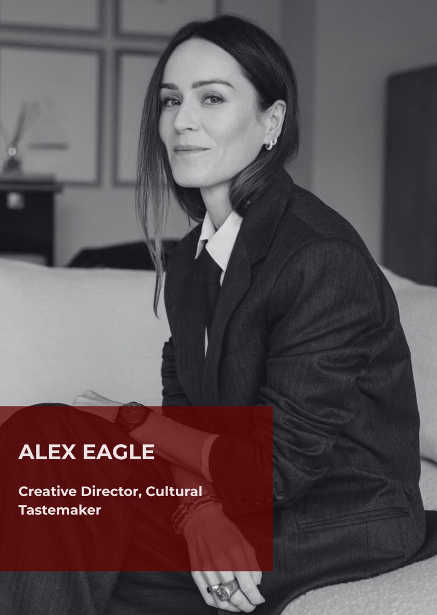 Alex Eagle, creative director, photographed in black and white.