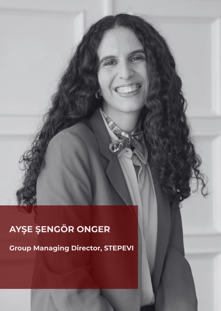 Ayşe Şeng&ouml;r Onger, Group Managing Director of STEPEVI, photographed in black and white.