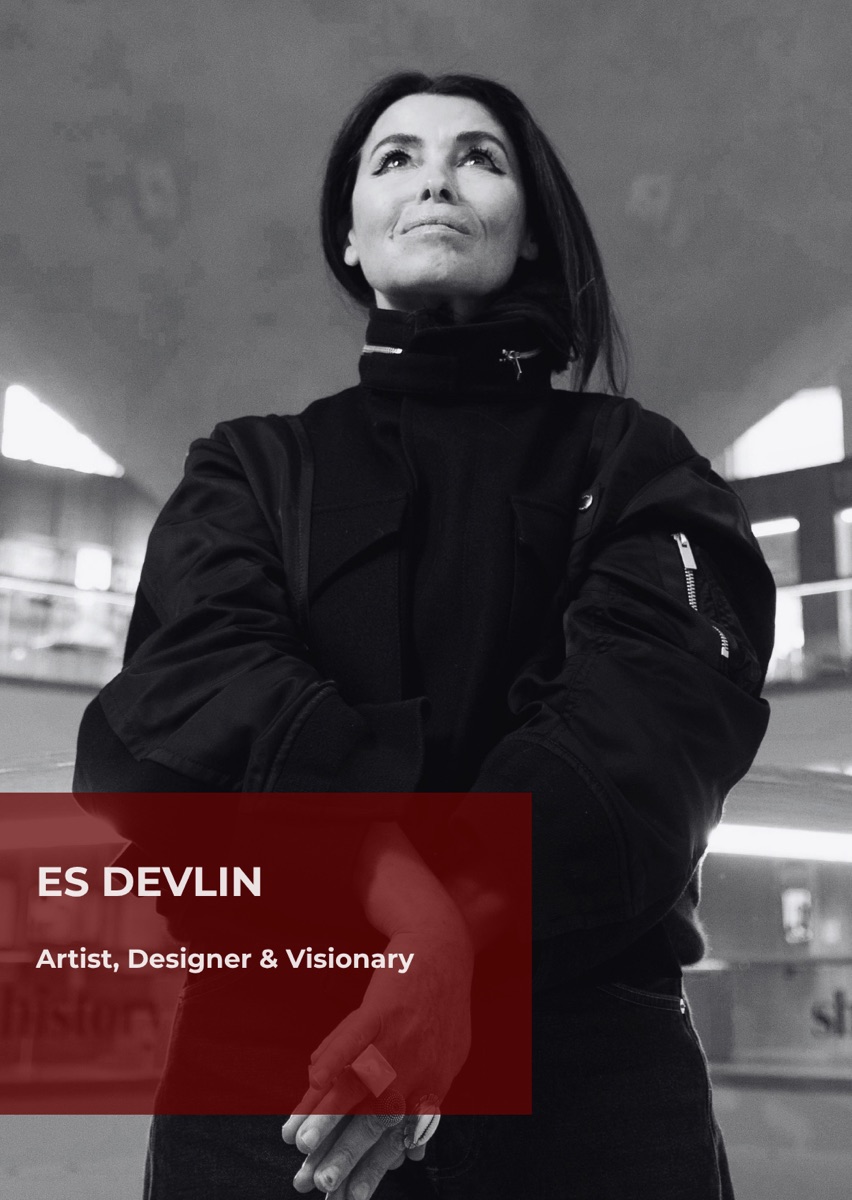 Es Devlin, artist and designer, photographed in black and white.