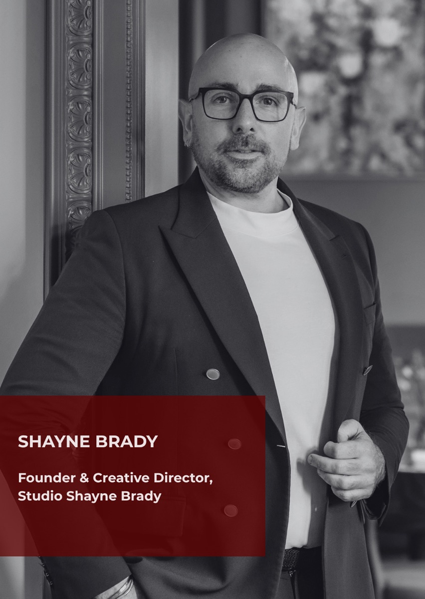 Shayne Brady, founder and creative director of Studio Shayne Brady, photographed in black and white.